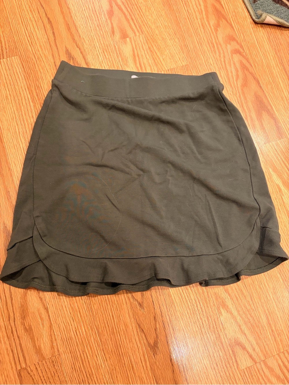 LOFT Olive Ruffle Hem Mini Skirt